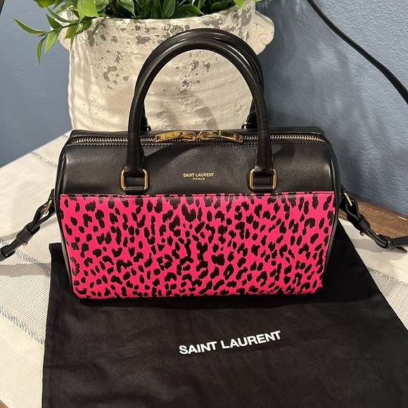 Authentic Saint Laurent Calfskin Printed Leopard with FREE YSL WALLET - Picture 3 of 17